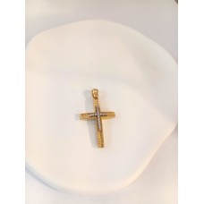 ΓΥΝΑΙΚΕΙΟΣ ΣΤΑΥΡΟΣ ΧΡΥΣΟ-ΛΕΥΚΟ ΔΙΠΛΗΣ ΟΨΗΣ K14 CRWG97